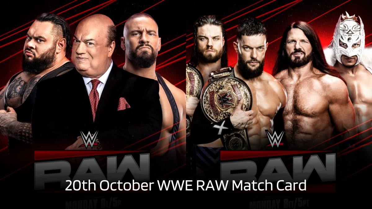 20th October WWE RAW Match Card